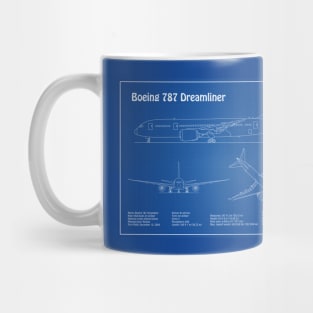 Boeing 787 Dreamliner Airplane Blueprint - AD Mug